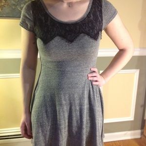 Gray dress with black lace